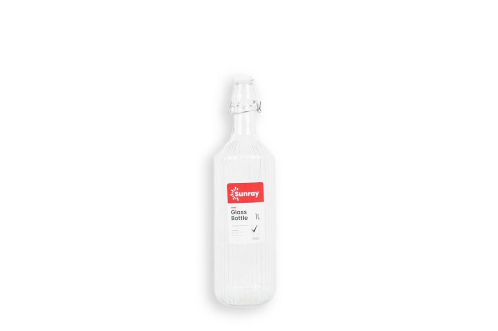 Sunray - 1000 Ml Striped Round Glass Oil Bottle