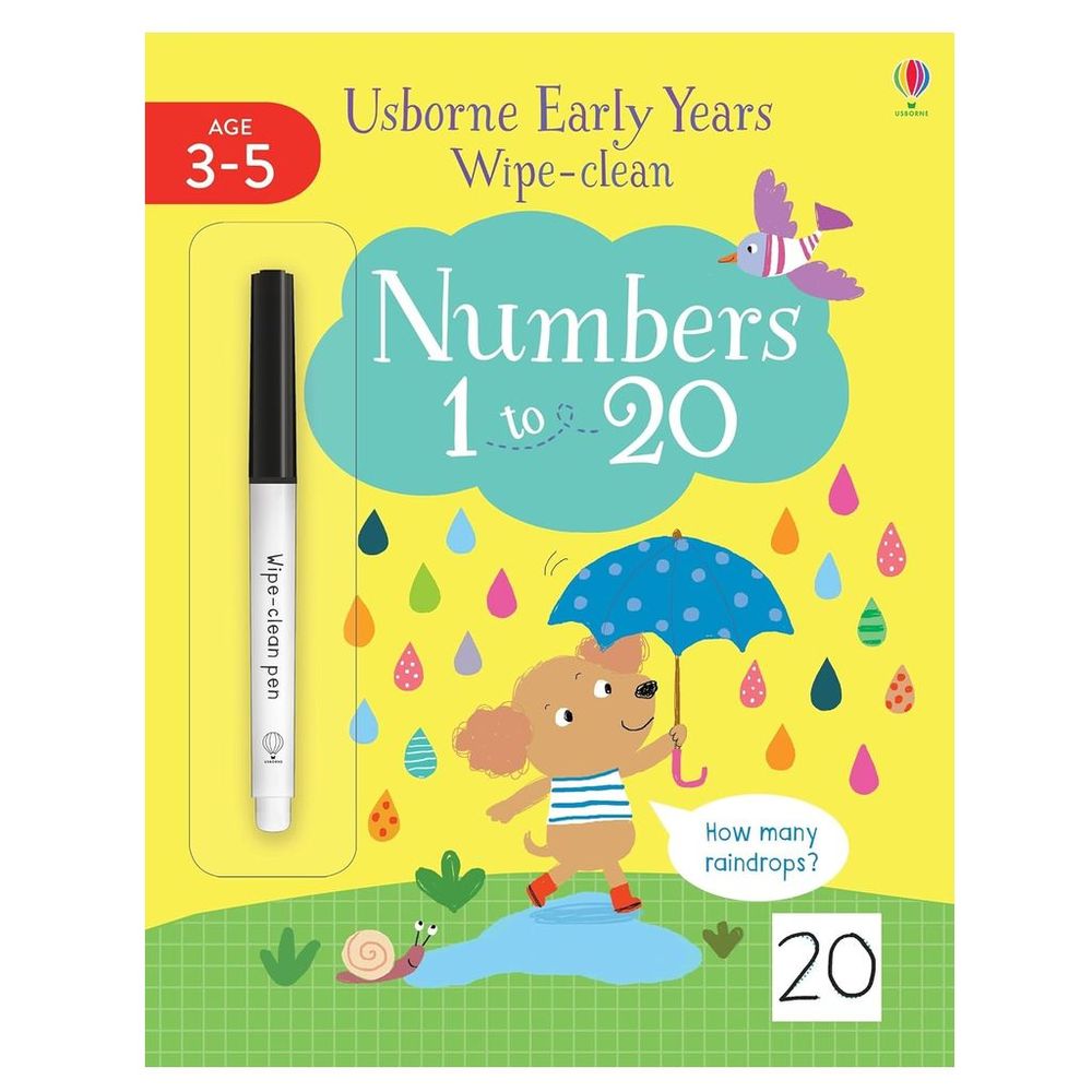 كتاب أنشطة قابل للمسح للأطفال في السنوات المبكرة - الأرقام من 1 إلى 20