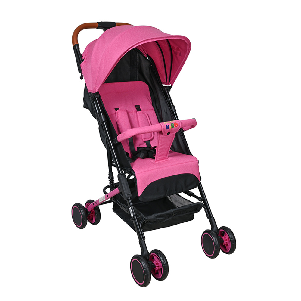 Kiko - 6 Wheels Baby Comfortable Fold Stroller - Pink