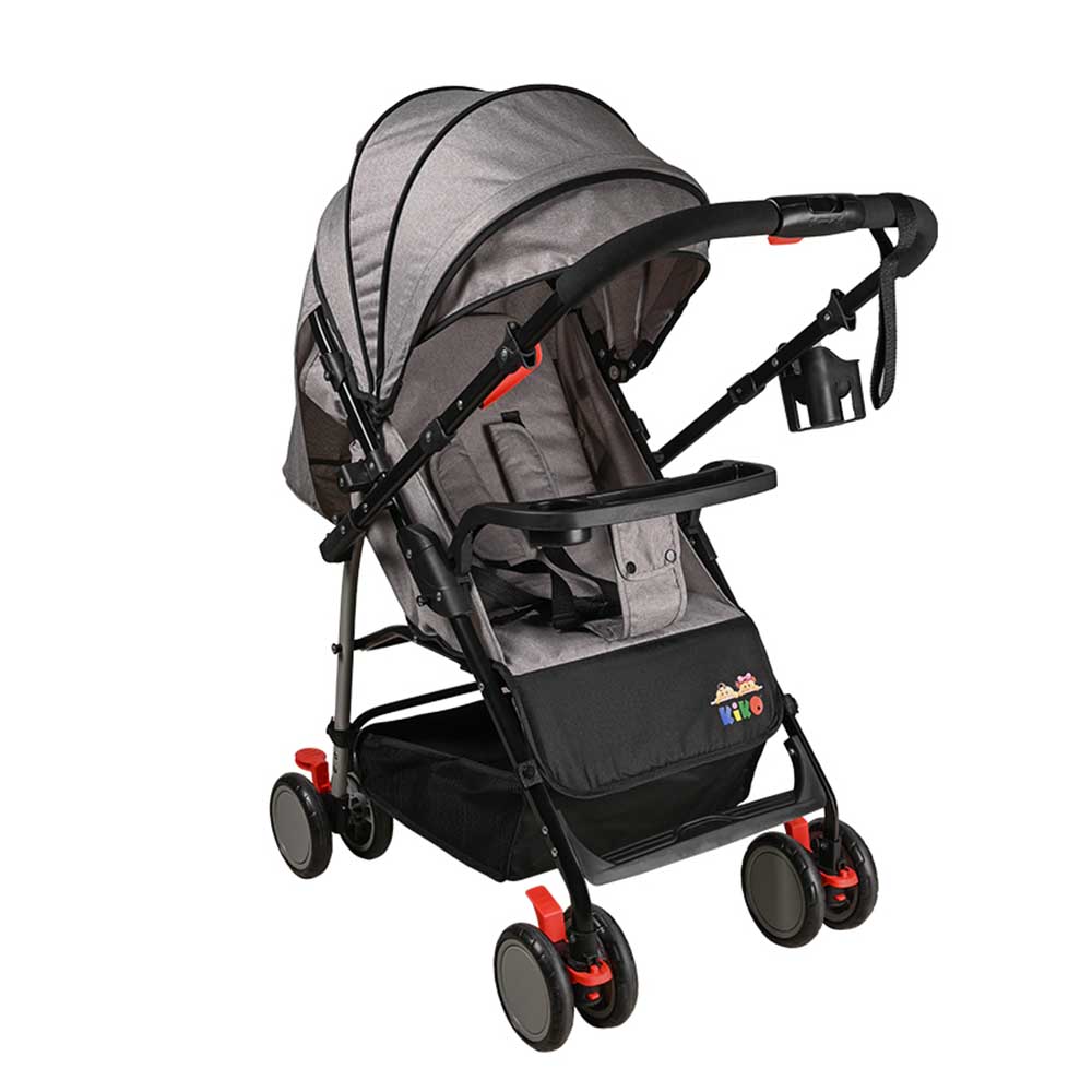 Kiko - 8 Wheels Comfortable Stroller - Grey