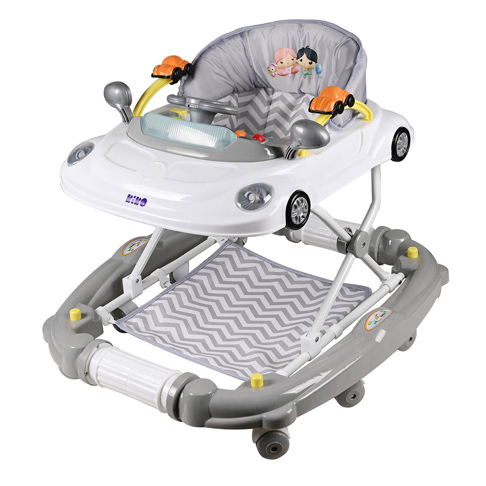 كيكو - مشاية أطفال هزازة مع ألعاب 2307 - رمادي