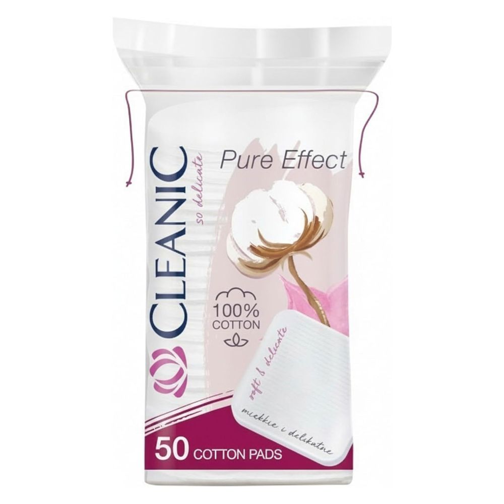 Cleanic - Pure Effect Square Cotton Makeup Remover Pads - 50 Pcs