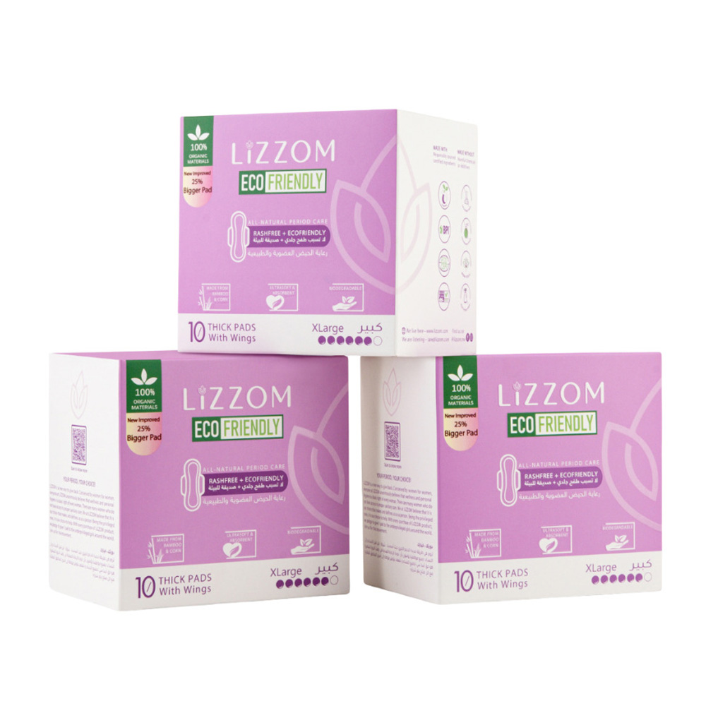 Lizzom - Organic Thick Night Pads - XL - Pack of 3 - 30 Pcs