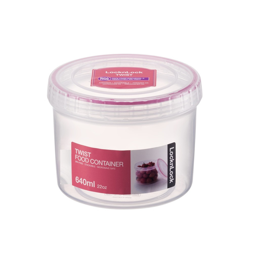 LOCK&LOCK - BPA-Free Airtight Seal Freezer & Dishwasher Safe Twist Food Container 640ml