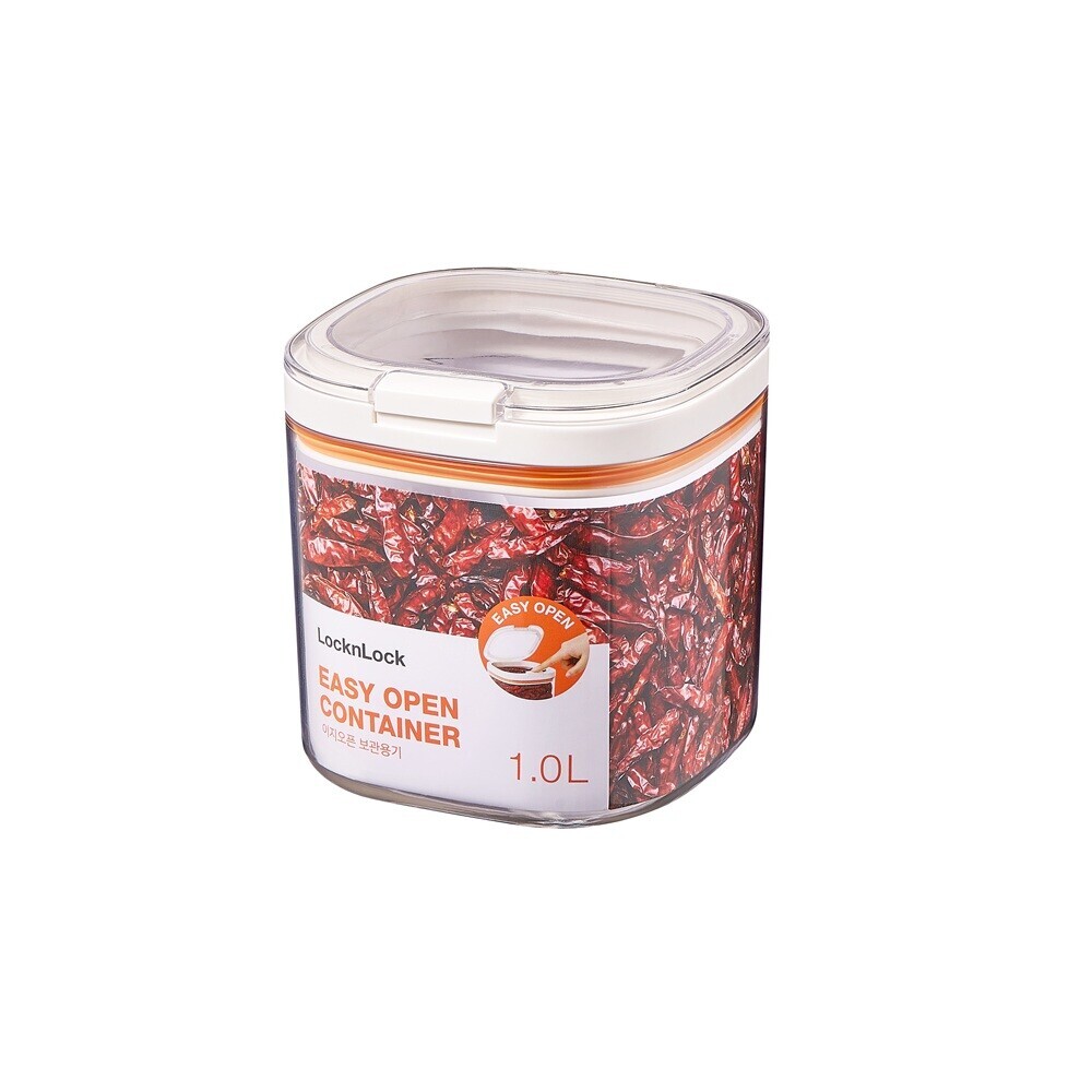 Locknlock - Easy Grip Canister Square – One Touch Lid - Transparent - Easy To Hold - Dishwasher Safe - 1 L