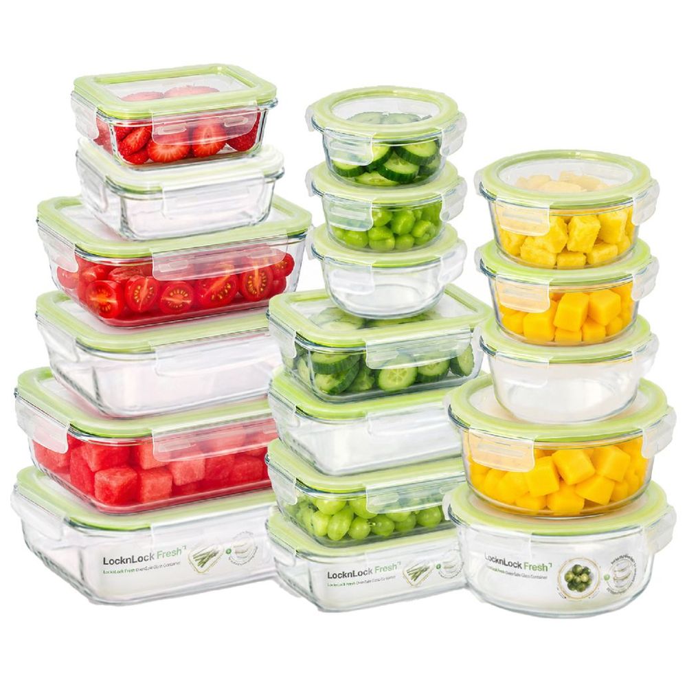 Locknlock - Fresh Oven-Safe Glass Container Set - Clear - 18 Pcs