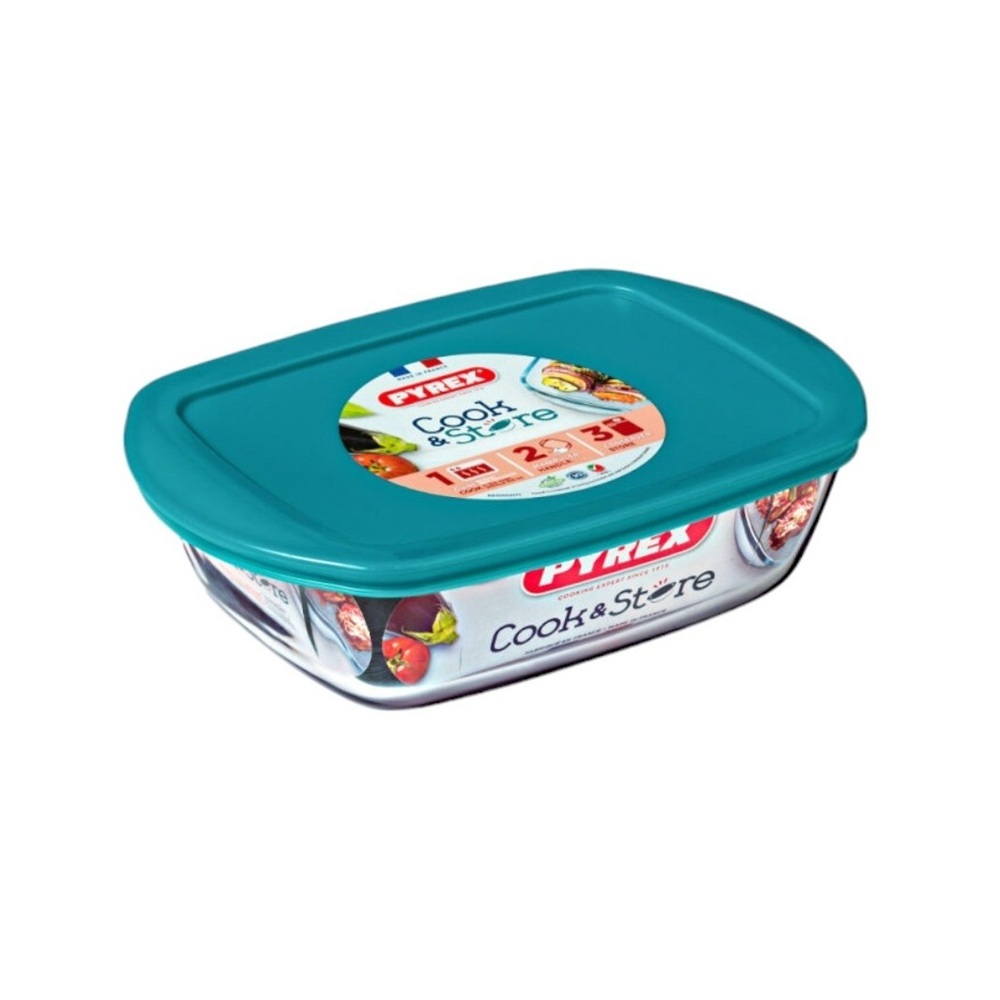 Pyrex Cook & Store Rectangular Roaster With Lid - Green - 400 ml