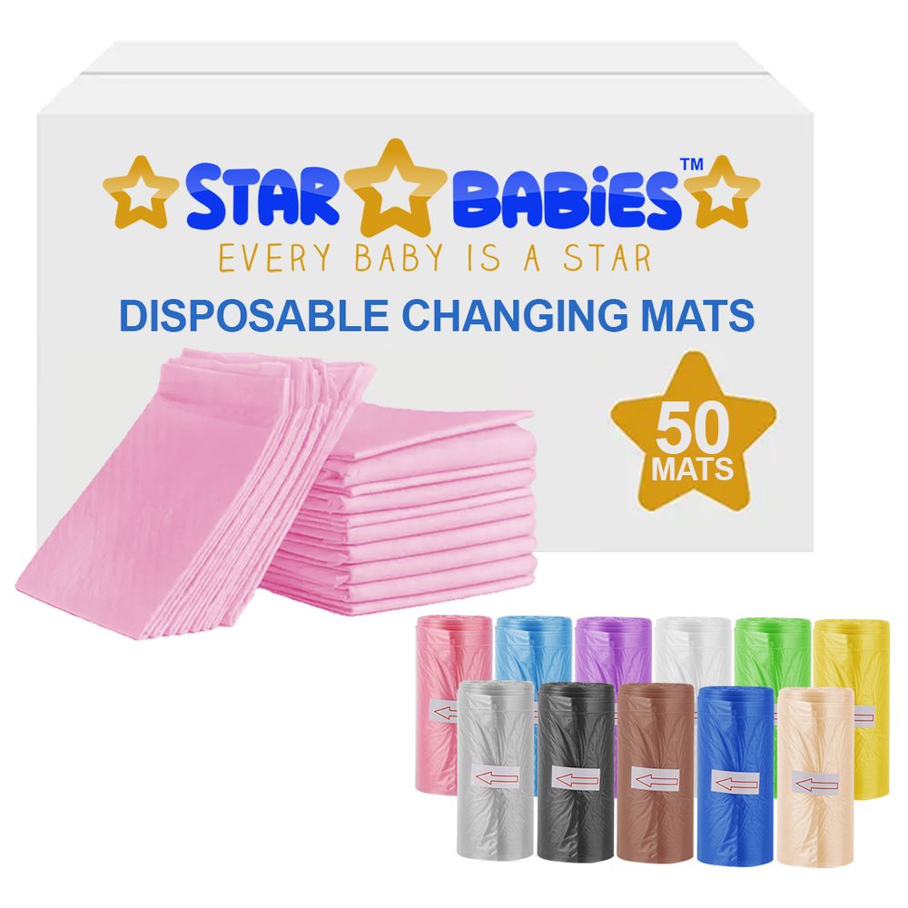 Star Babies - Disposable Changing Mat 50pcs With Scented Bag 11pcs - Pink