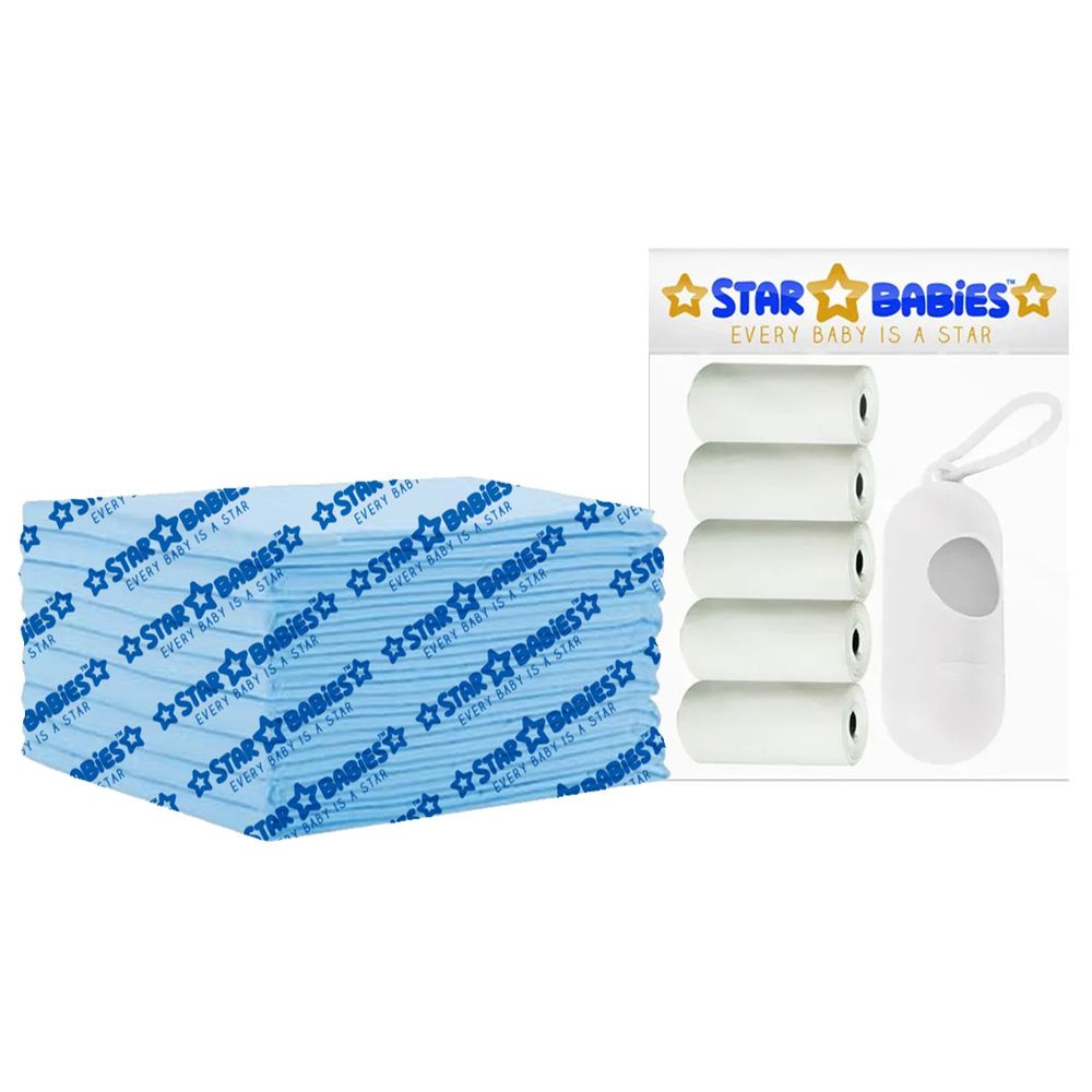 Star Babies - Disposable Changing Mat 12pcs & Scented Bag 5pcs With Dispenser - White