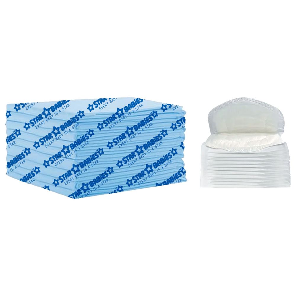 Star Babies - Disposable Changing Mat 12pcs With Breast Pad 20pcs - Blue