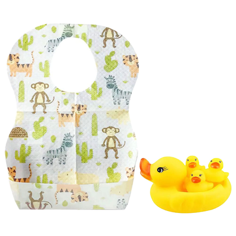 Star Babies - Disposable Bibs Animal Print 20pcs With Rubber Duck