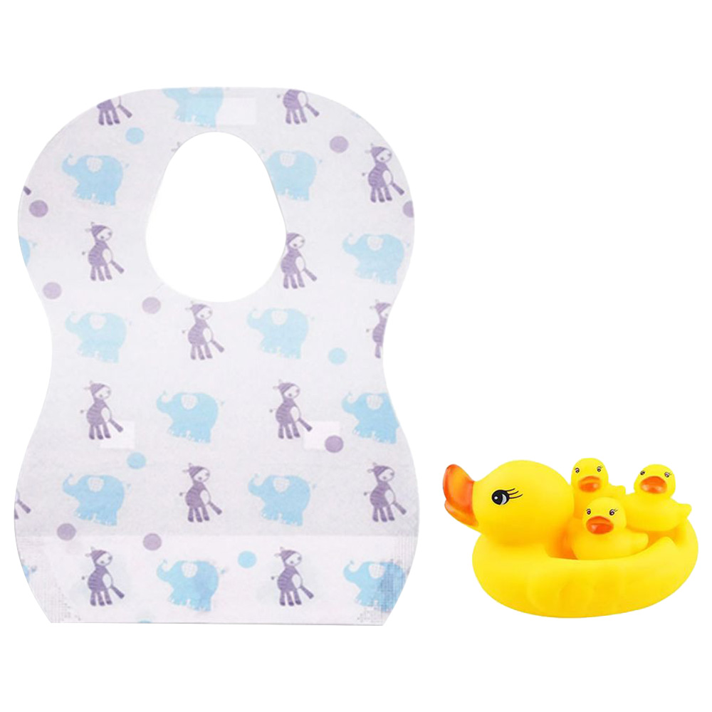 Star Babies - Disposable Bibs Elephant Print 20pcs With Rubber Duck