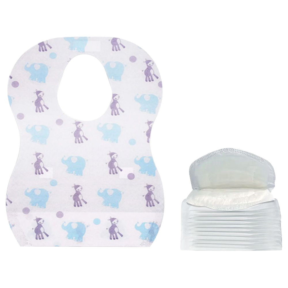 Star Babies - Disposable Bibs Elephant Print 20pcs With Breast Pad