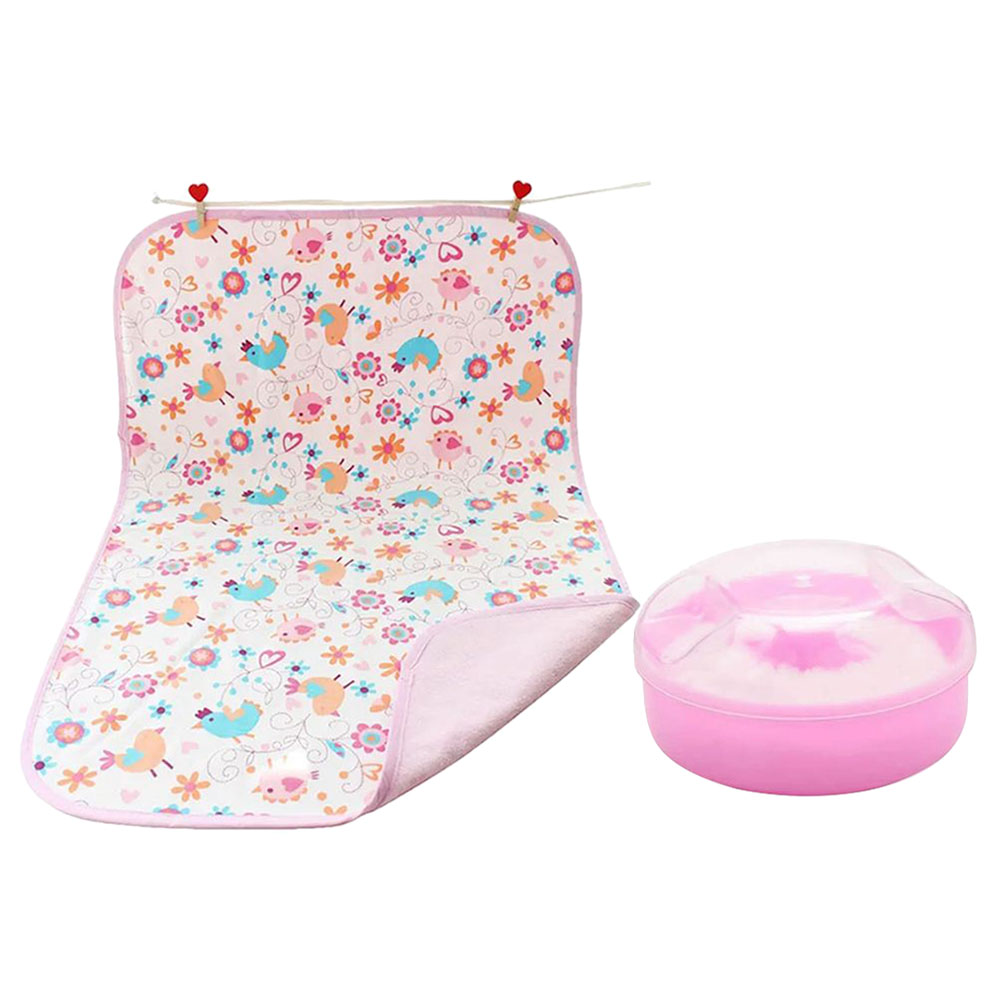 Star Babies - Kids Powder Puff With Reusable Changing Mat - Pink