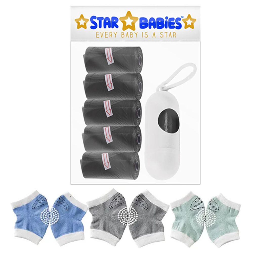 Star Babies - Scented Bag 5pcs With Dispenser & Baby Boy's Kneepad - Black