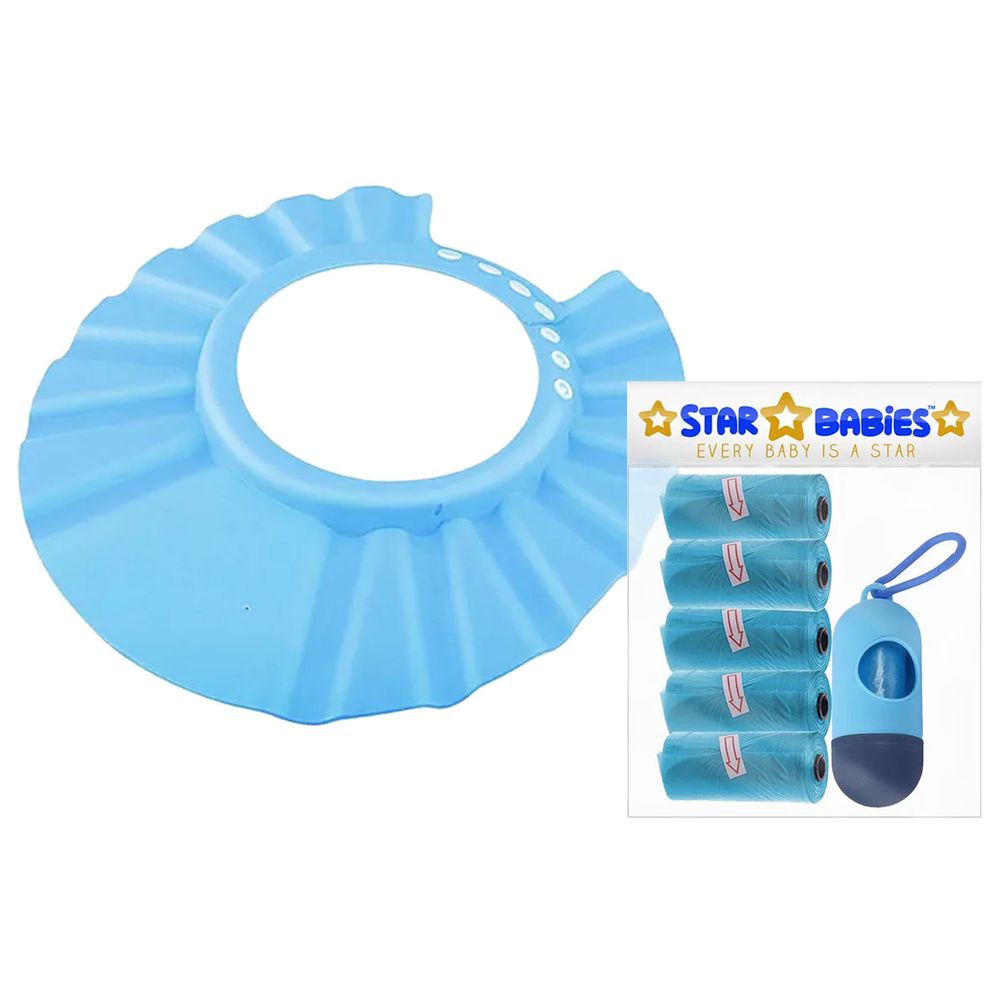 Star Babies - Adjustable Shower Cap & Scented Bag 5pcs With Dispenser - Blue