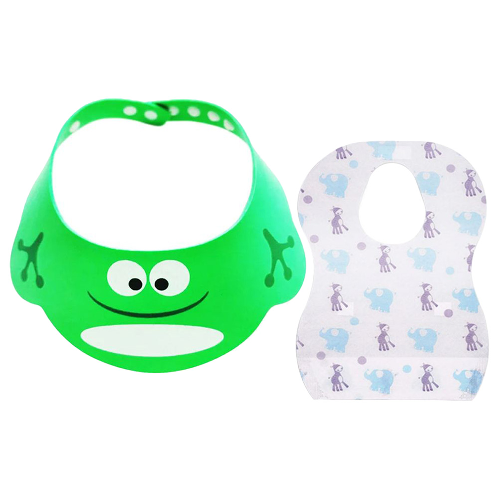 Star Babies - Kids Shower Cap With Printed Disposable Bibs 20pcs - Green