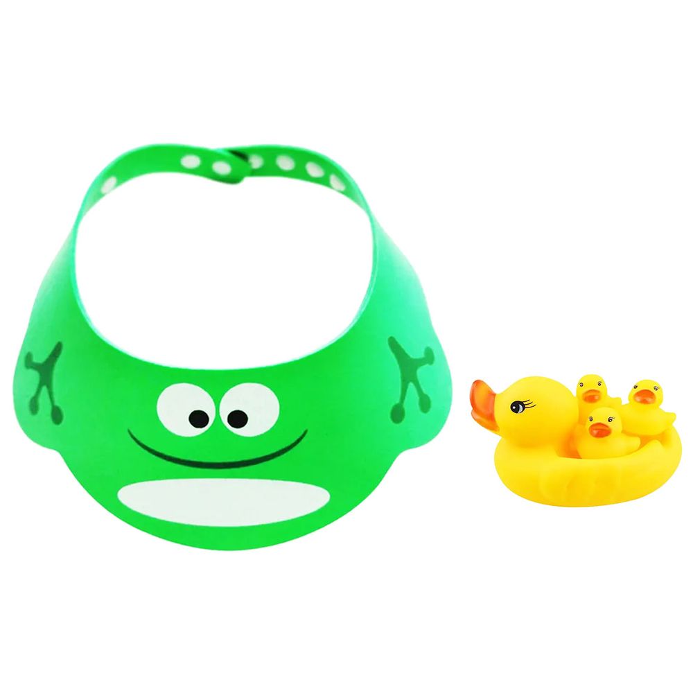 Star Babies - Kids Shower Cap With Rubber Ducky Toy 4pcs - Green