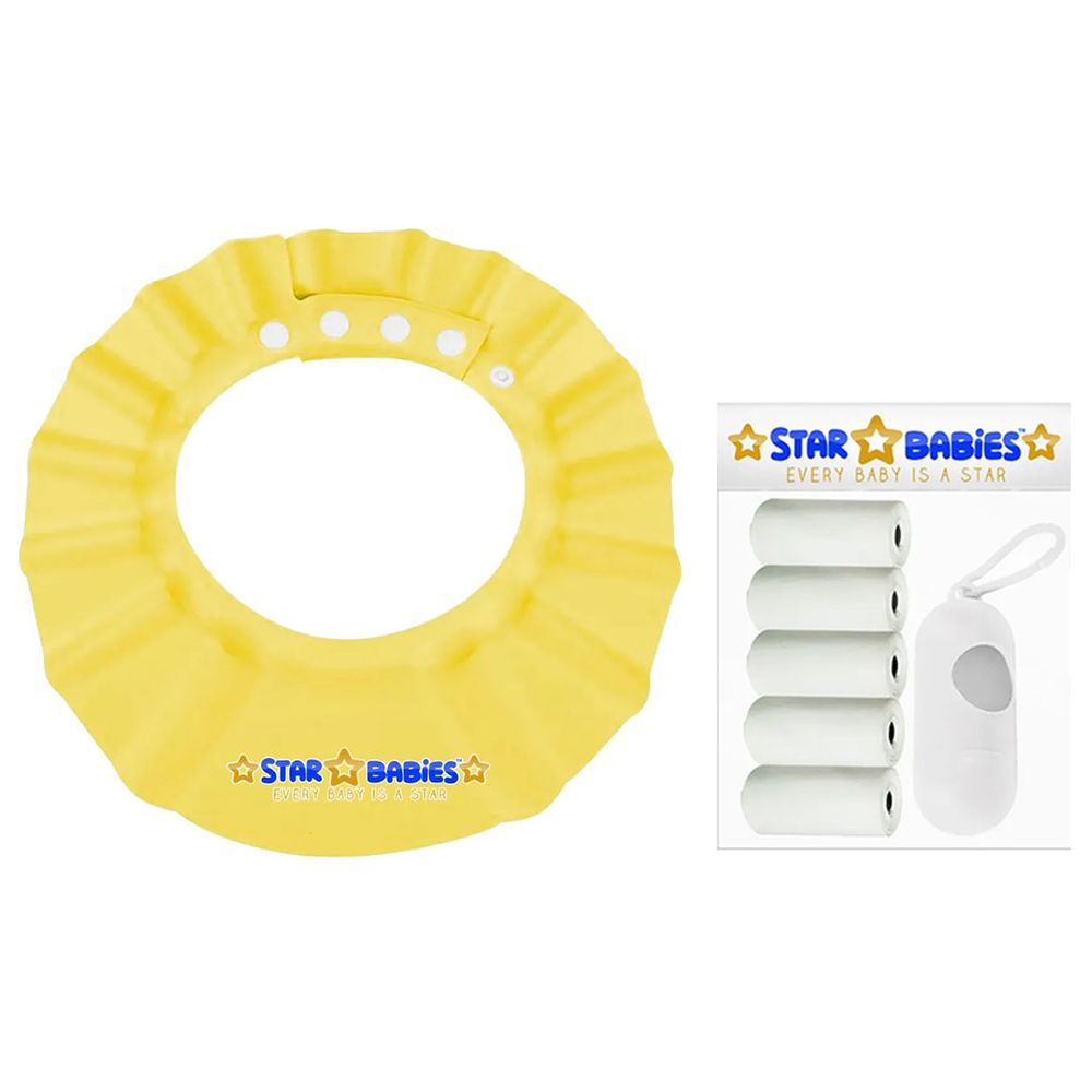 Star Babies - Adjustable Shower Cap & Scented Bag 5pcs With Dispenser - YelloWithWhite