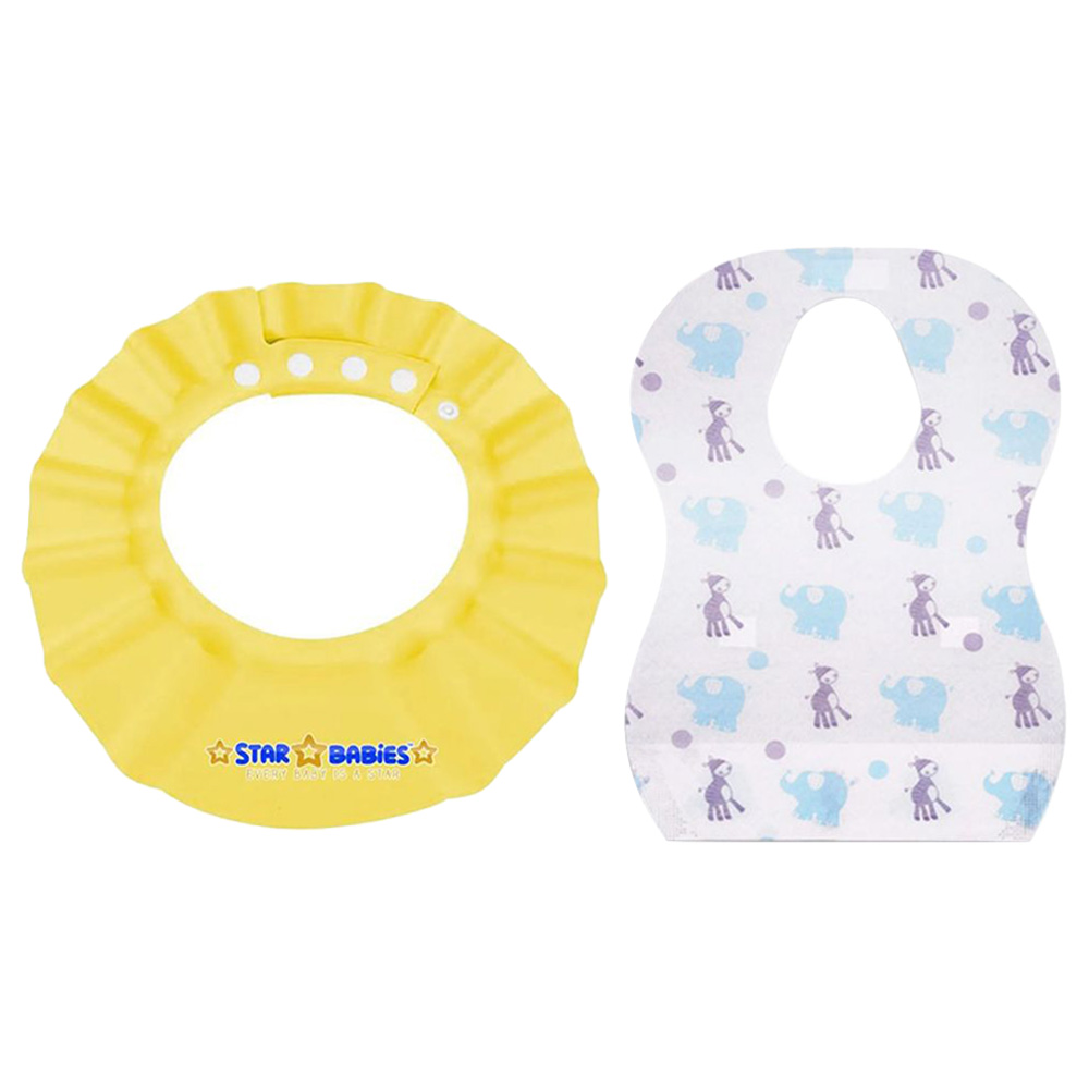 Star Babies - Adjustable Shower Cap With Disposable Bibs 20pcs - Yellow