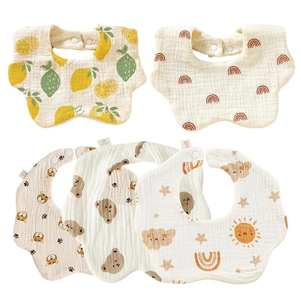 Star Babies - Adjustable Cotton Bibs - 5 Pcs