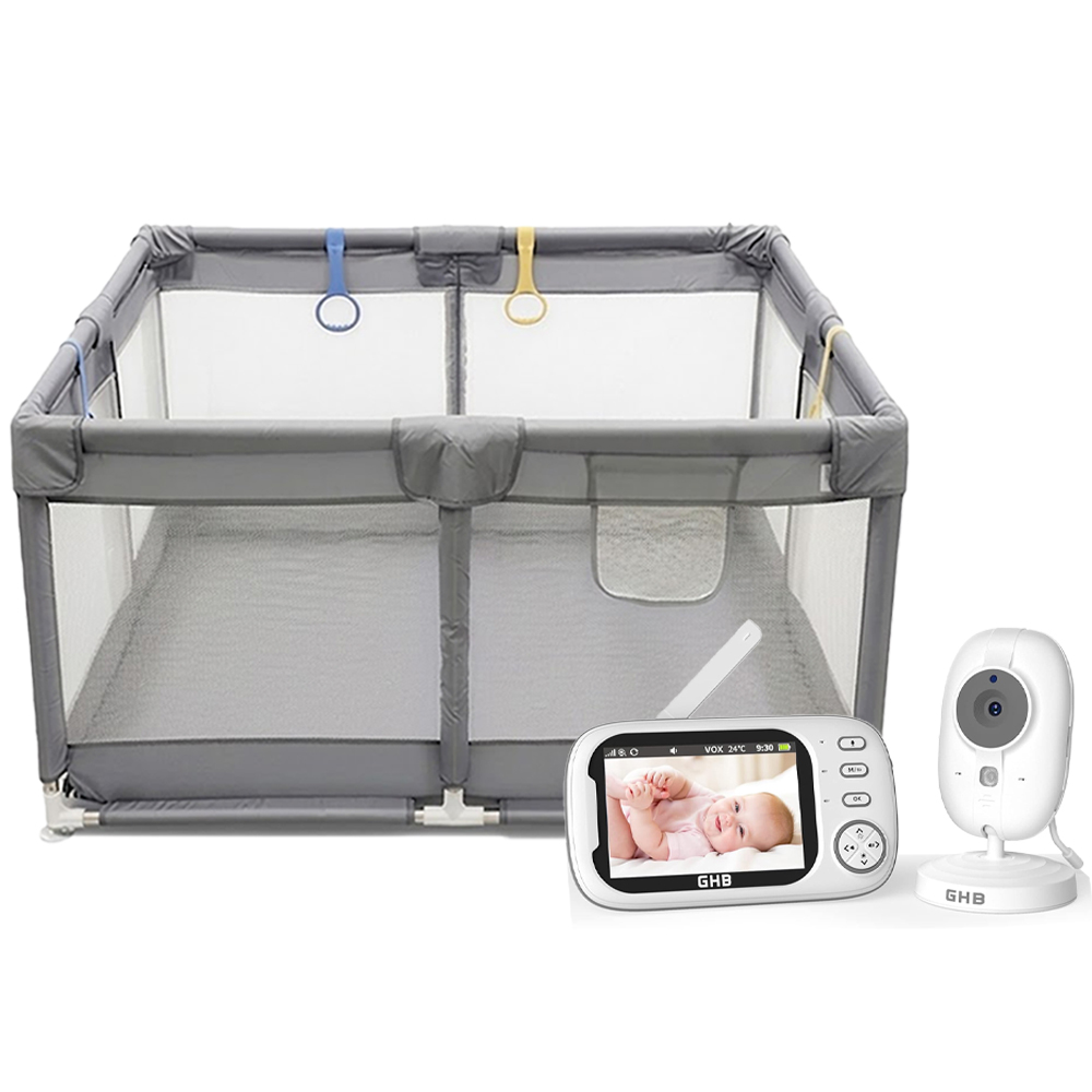 Star Babies - HD Wireless Baby Camera With Screen And Playpen Set - Multicolor - 120x120 cm - 2 Pcs