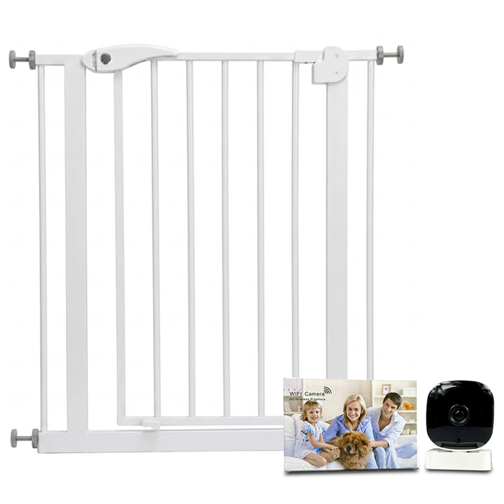 Star Babies - Baby Safety Gate & HD Baby Monitor Camera Set - White