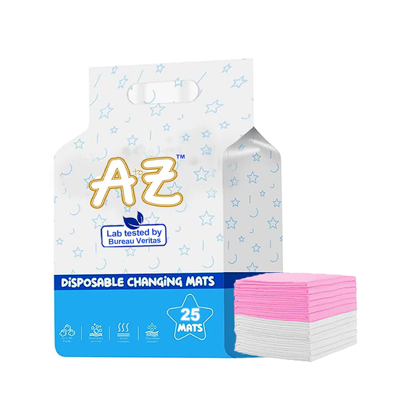 A To Z - Disposable Changing Mats - Pack of 25 - White/Pink - Large
