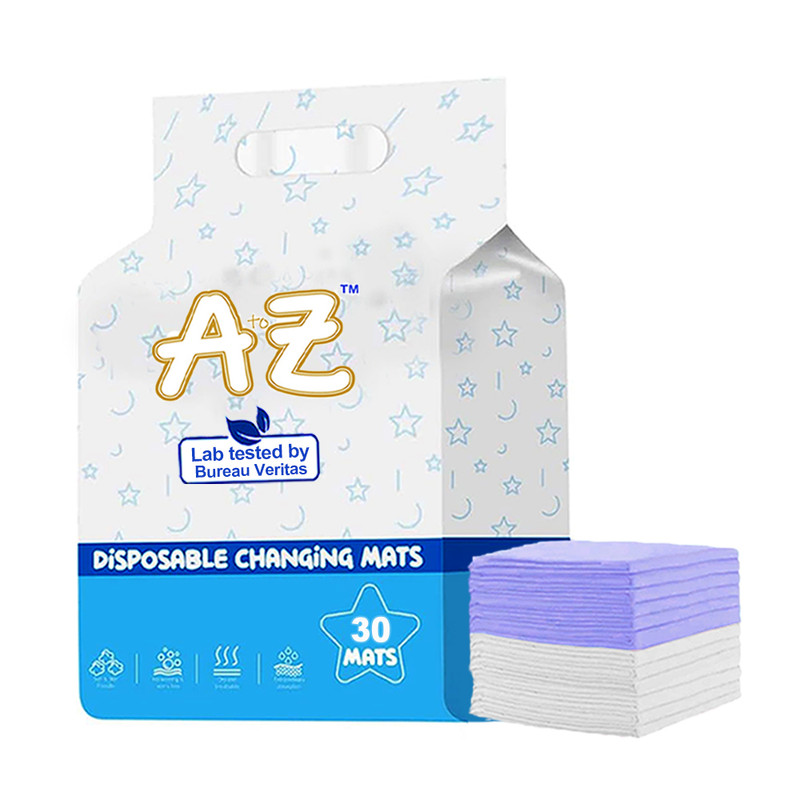 A To Z - Disposable Changing Mats - Pack of 30 - Lavender/White - Large