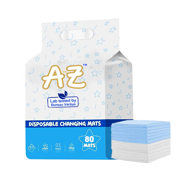 Star Babies - Disposable Changing mats (45x60cm) Large, Pack of 80 - Blue/White