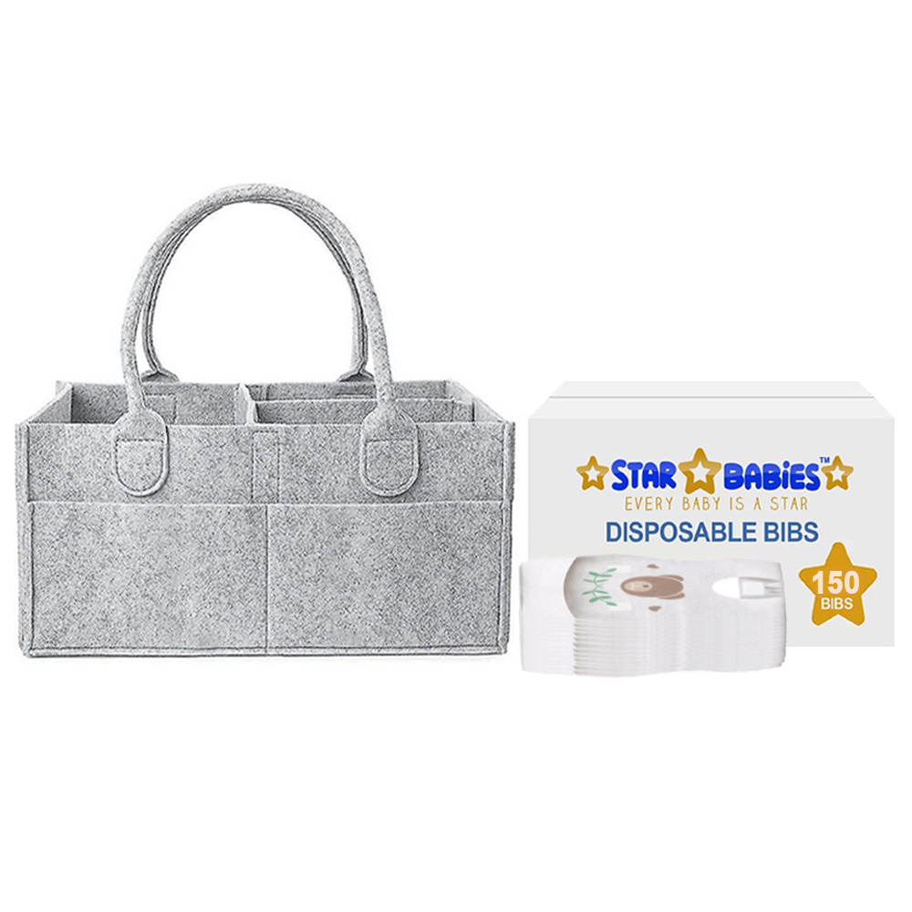 Star Babies - Disposable Bibs And Diaper Caddy Organizer Set - Multicolor - 151 Pcs