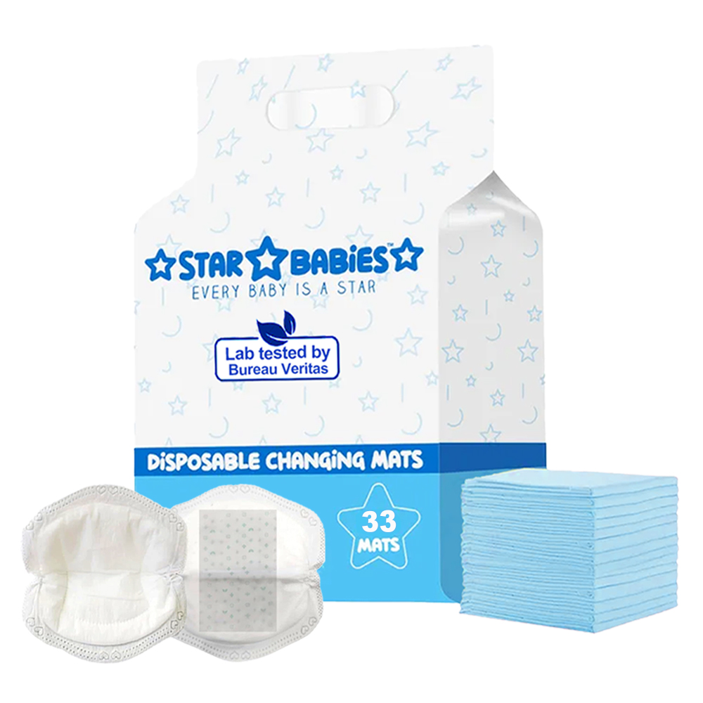 Star Babies - Disposable Breast Pad - 33 Pcs With Disposable Changing Mat - 33 Pcs - Blue
