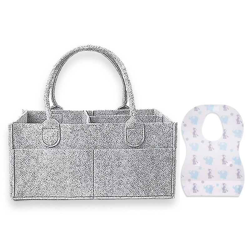 Star Babies - Baby Diaper Caddy Organizer With Disposable Bibs 20Pc Set - Grey