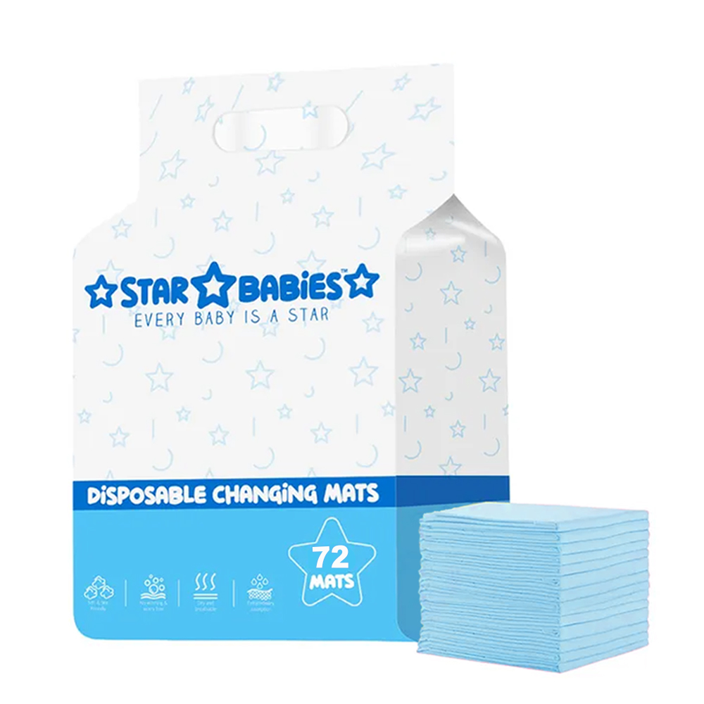 Star Babies - Disposable Changing Mats - Blue - 60x60 cm - 72 Pcs