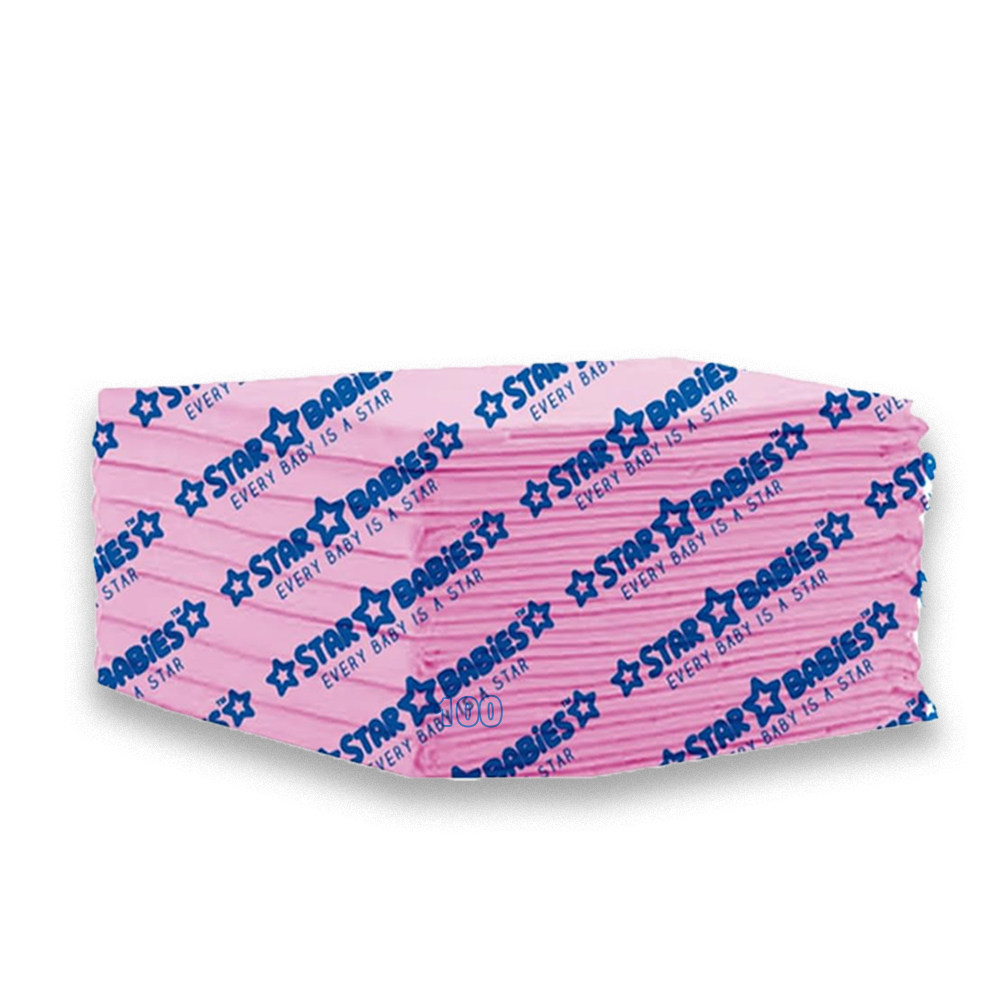 Star Babies - Disposable Changing Mats - Pink - 60x60 cm - 25 Pcs