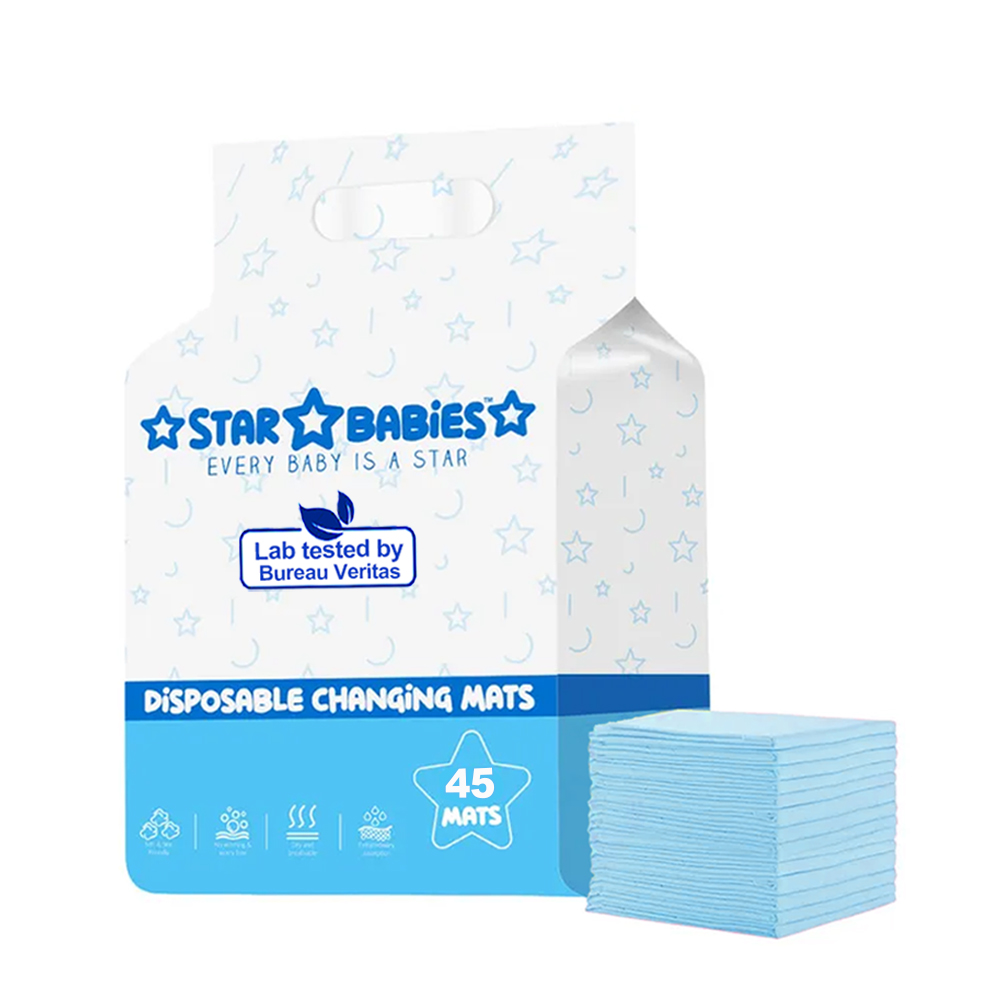 Star Babies - Disposable Changing Mats - Blue - 45 Pcs