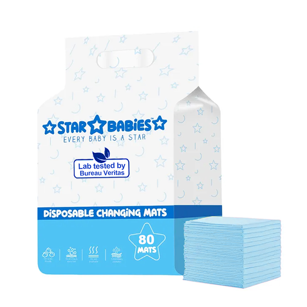 Star Babies - Disposable Changing Mats - Blue - 80 Pcs