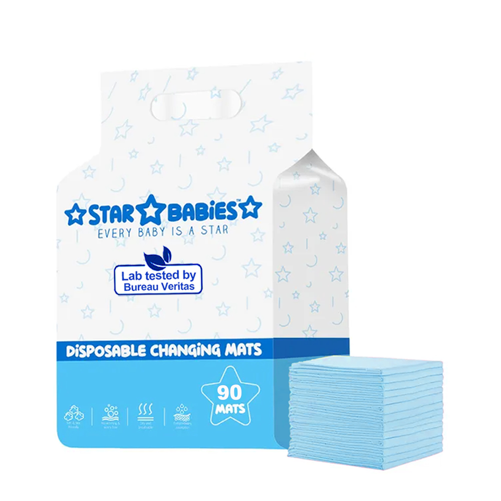 Star Babies - Disposable Changing Mats - Blue - 90 Pcs