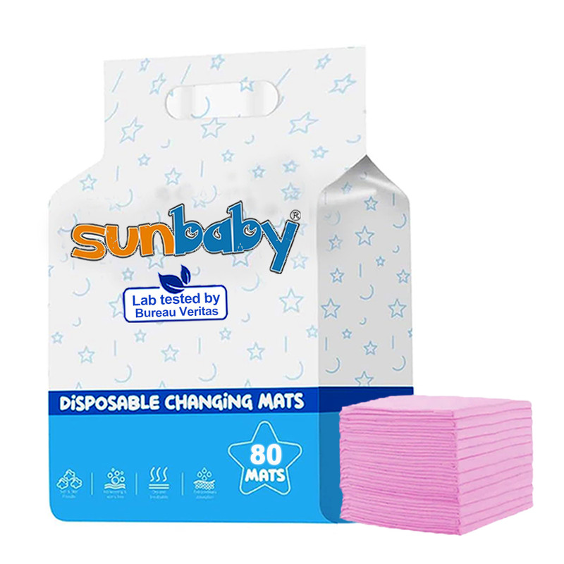 SunBaby - Disposable Changing Mats Pack of 80 - Pink