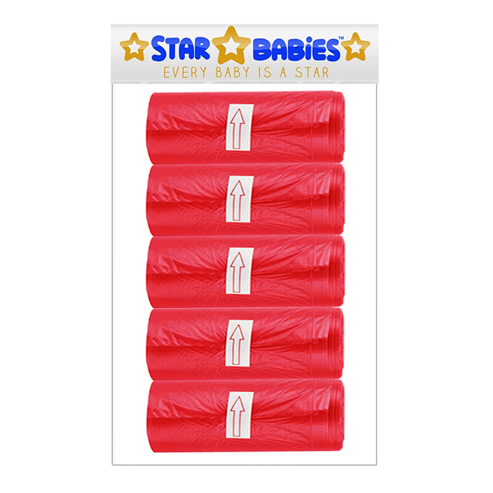 Star Babies - Scented Nappy Bags - Red - Pack of 5 - 75 Pcs