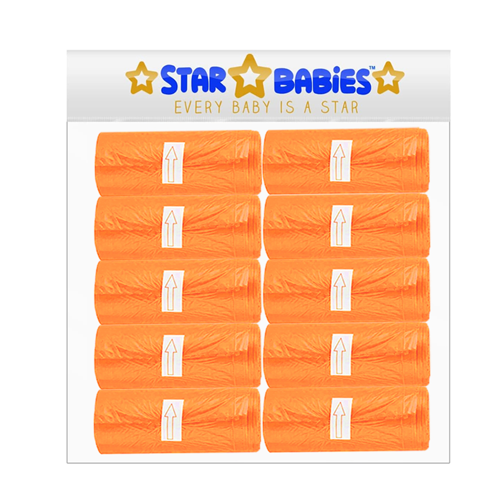 Star Babies - Scented Nappy Bags - Orange - Pack of 10 - 150 Pcs