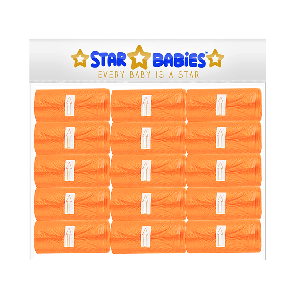 Star Babies - Scented Nappy Bags - Orange - Pack of 15 - 225 Pcs