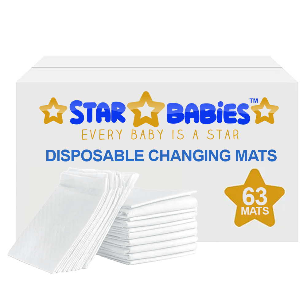 Star Babies - Disposable Waterproof Changing Mats (60x60cm) Pack Of 63 - White