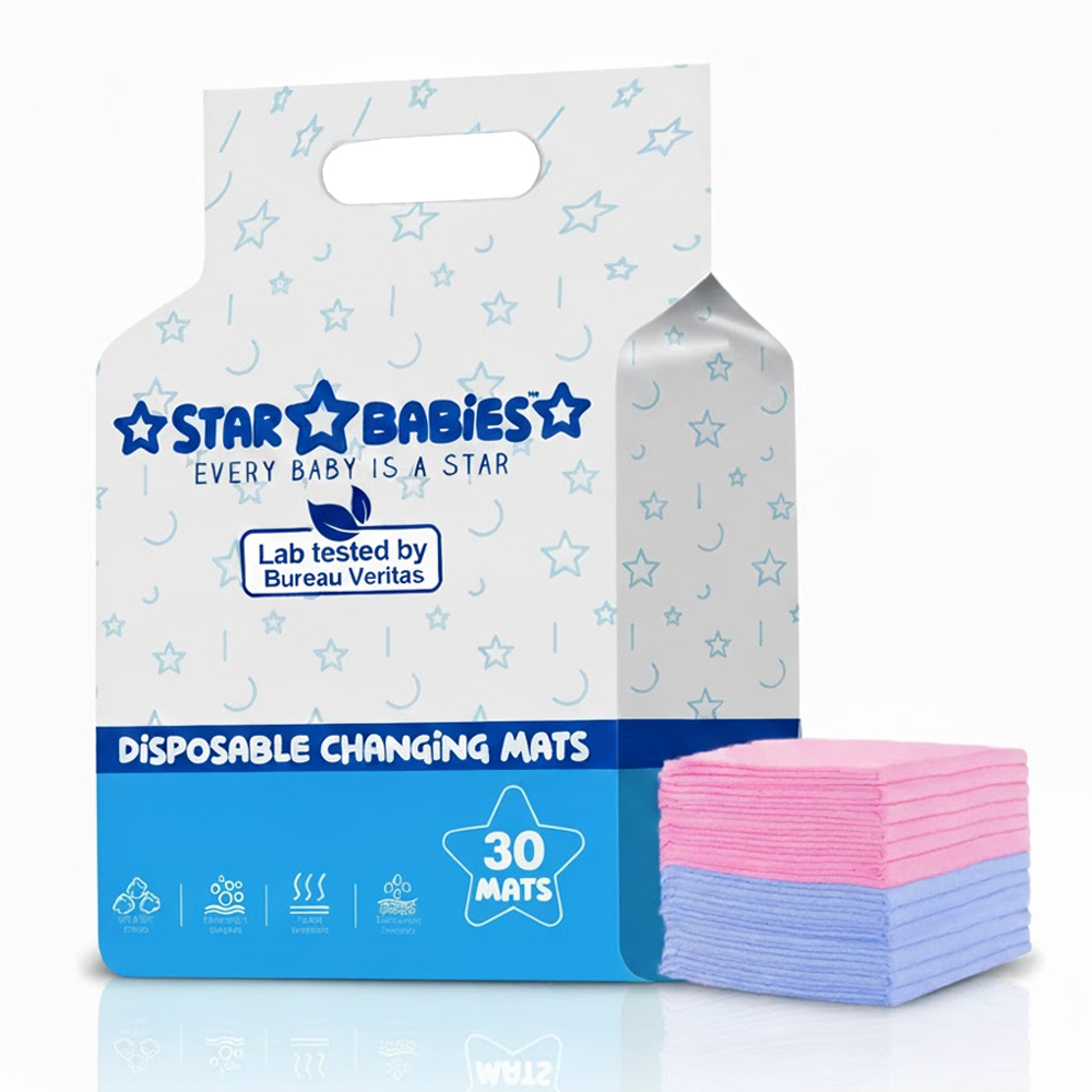 Star Babies Disposable Changing Mats - Blue/Pink - 30 Pcs