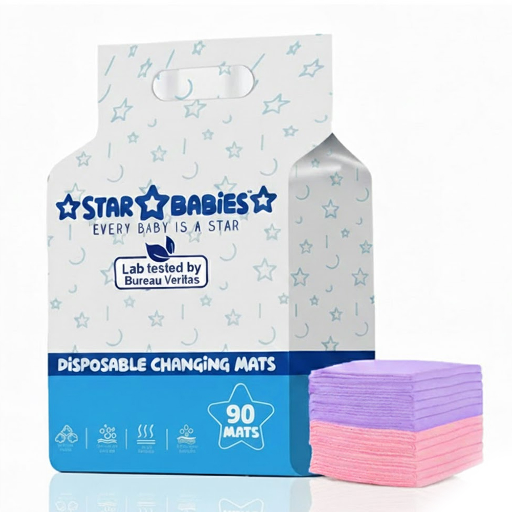 Star Babies Disposable Changing Mats - Pink/Lavender - 90 Pcs