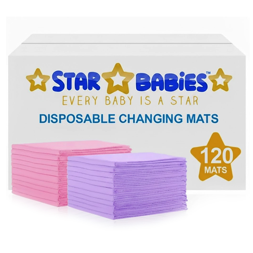 Star Babies Disposable Changing Mats - Pink/Lavender - 120 Pcs