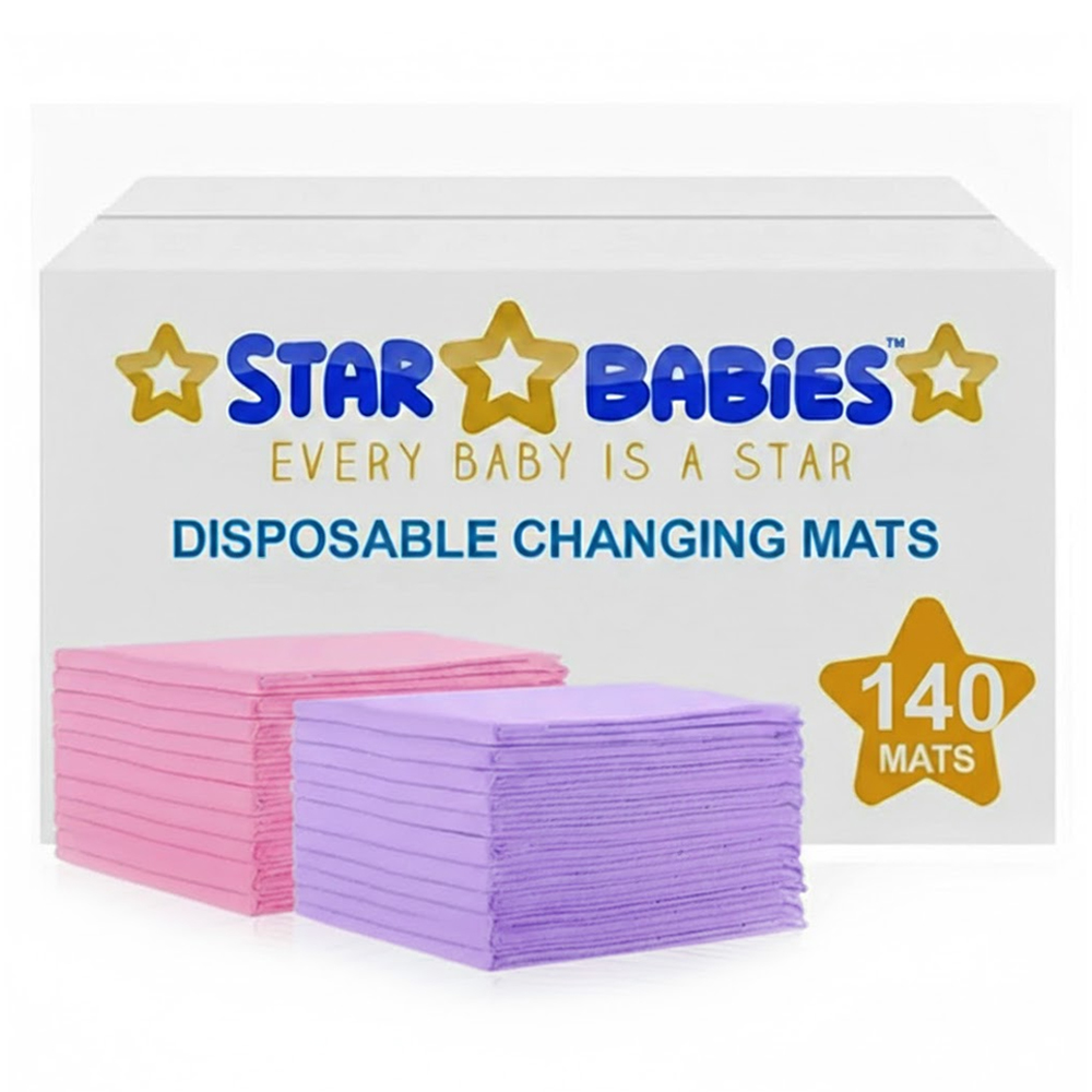Star Babies Disposable Changing Mats - Pink/Lavender - Large - 140 Pcs