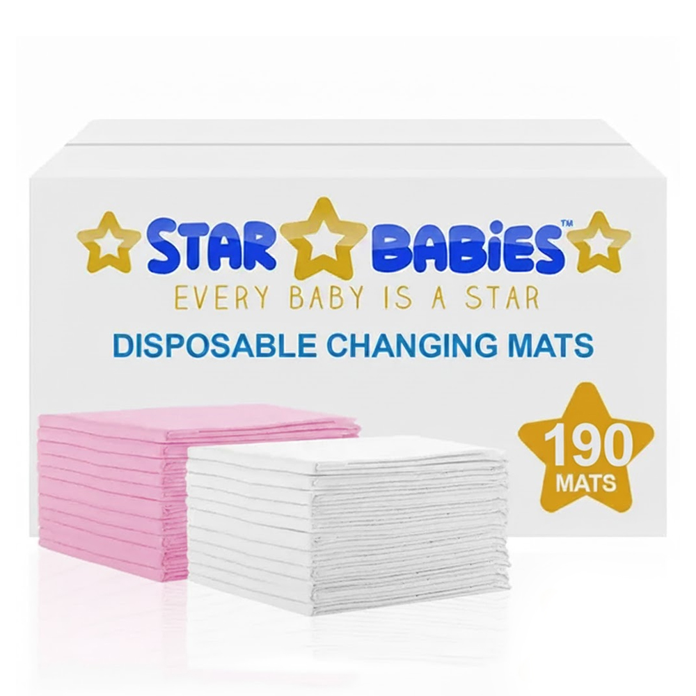Star Babies Disposable Changing Mats - Pink/White - Large - 190 Pcs