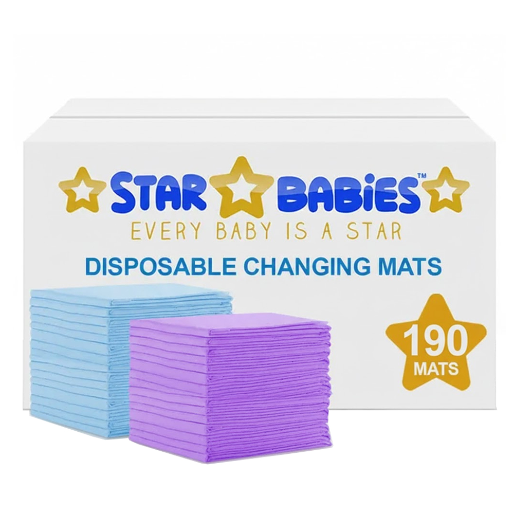 Star Babies Disposable Changing Mats - Blue/Lavender - Large - 190 Pcs
