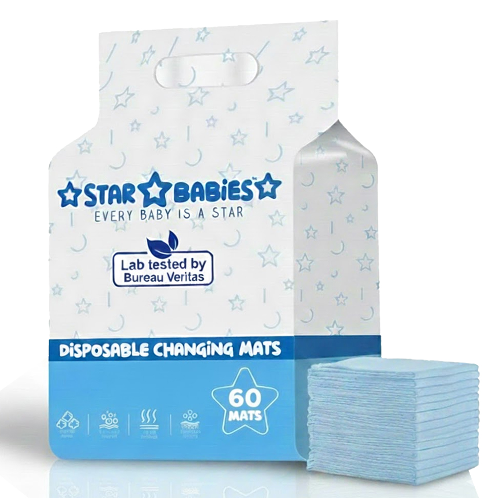 Star Babies - Disposable Changing Mats 60cm X 90cm - Blue - 60 pcs
